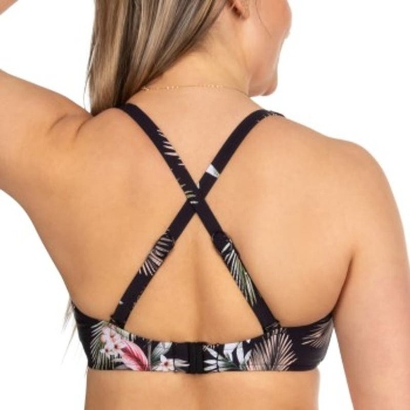 Seafolly Women's Ocean Alley F Cup Halter Bikini Top Swimsuit Size 4 Black NWOT - Picture 4 of 9